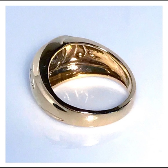 14KT RETRO 1950's MID CENTURY MODERN .21 CARAT FIREY DIAMOND SOLID Y GOLD RING - Picture 4 of 13